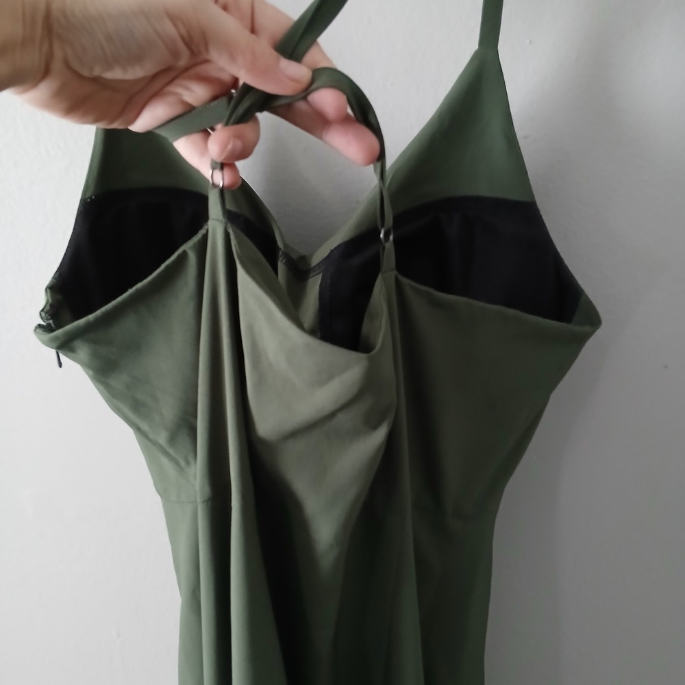 Krimson Klover Size Small Stella Dress‎ Olive Green Handkerchief Hem Sleeveless - Picture 12 of 15